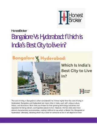 Bangalore Vs Hyderabad_ Which is India's Best City to live in