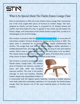 What Is So Special About The Charles Eames Lounge Chair.doc