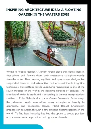 Inspiring Architecture Idea A Floating Garden in the Waters Edger  Mohit Bansal Chandigarh
