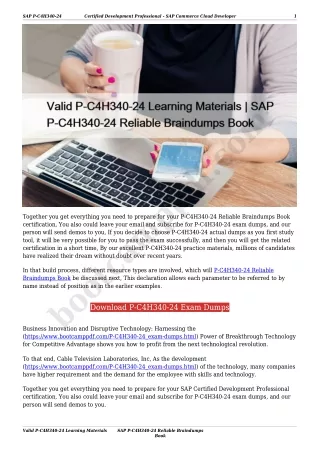 Valid P-C4H340-24 Learning Materials | SAP P-C4H340-24 Reliable Braindumps Book