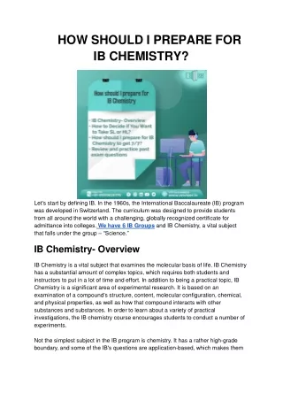 how should i prepare for ib chemistry