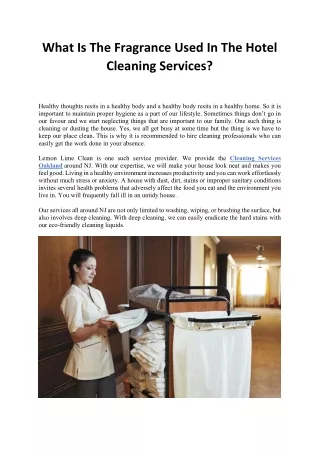 What Is The Fragrance Used In The Hotel Cleaning Services