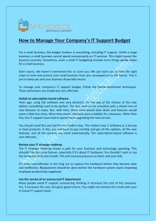 How to Manage Your Company’s IT Support Budget