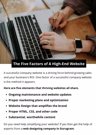 the five factors of a high end website