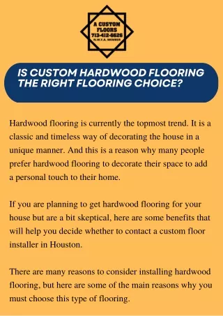 Find The Best Custom Floor Installer in Houston - A Custom Floors