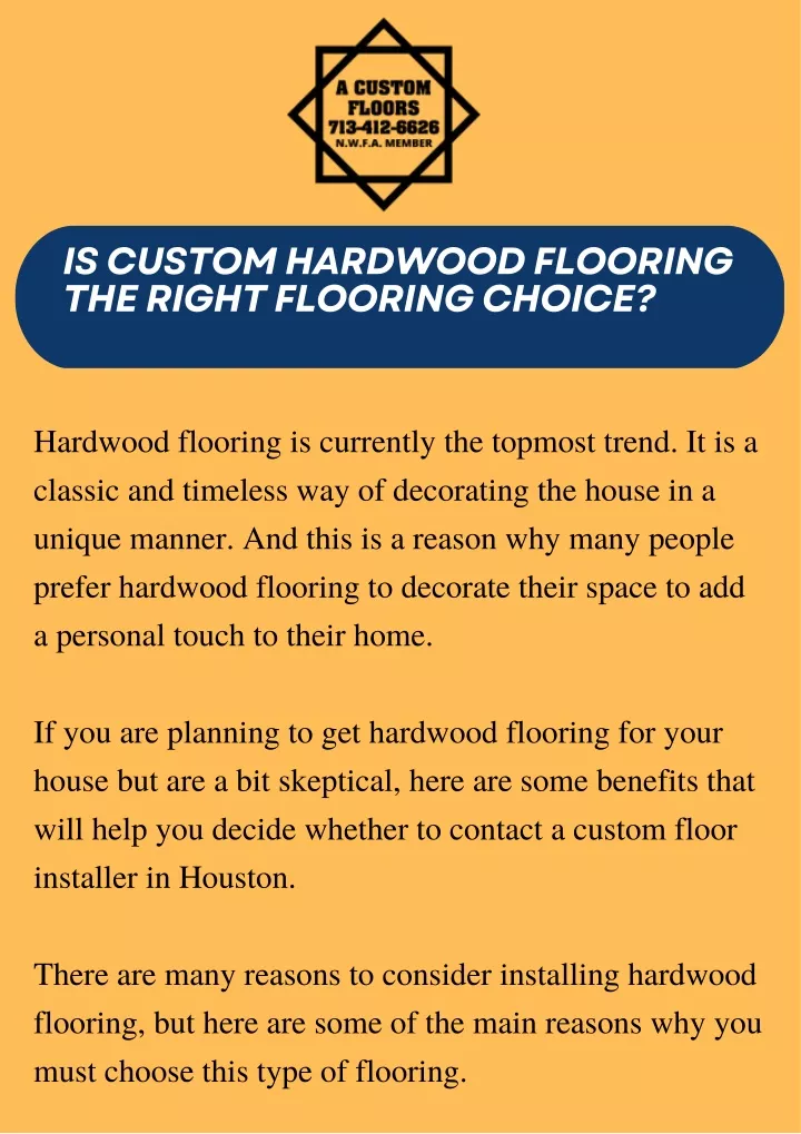 is custom hardwood flooring the right flooring