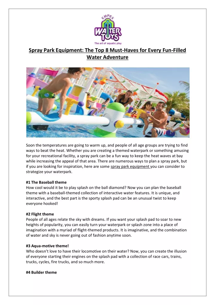 spray park equipment the top 8 must haves