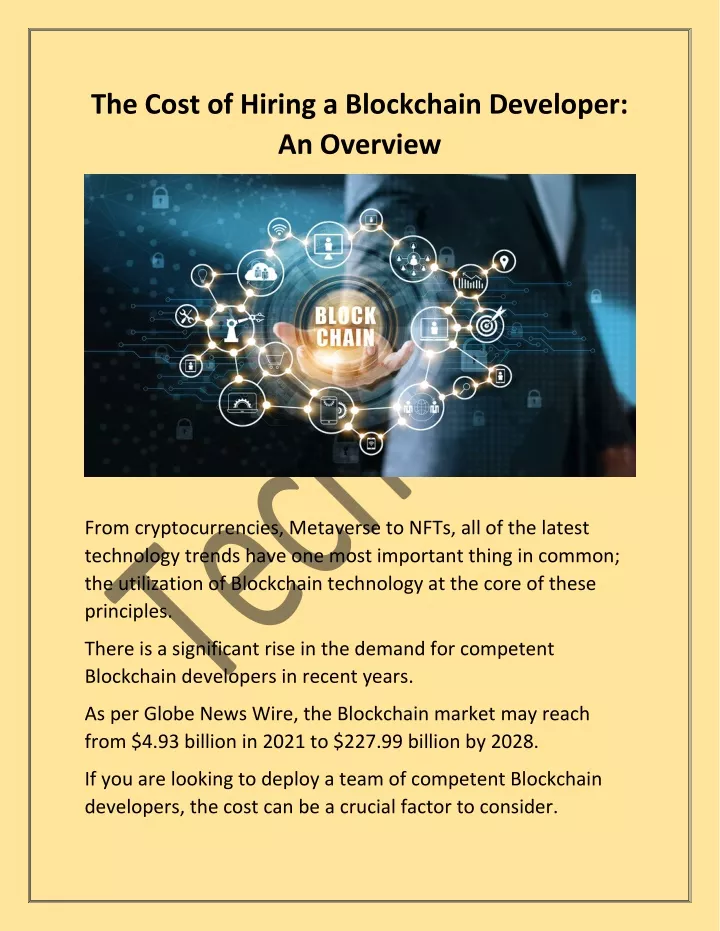 the cost of hiring a blockchain developer