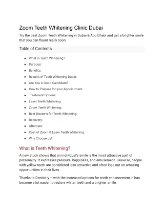Zoom Teeth Whitening Clinic Dubai