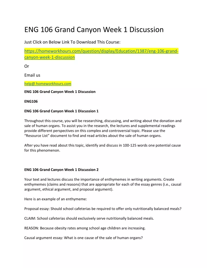 eng 106 grand canyon week 1 discussion