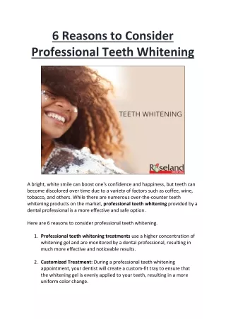 6 Reasons to Consider Professional Teeth Whitening