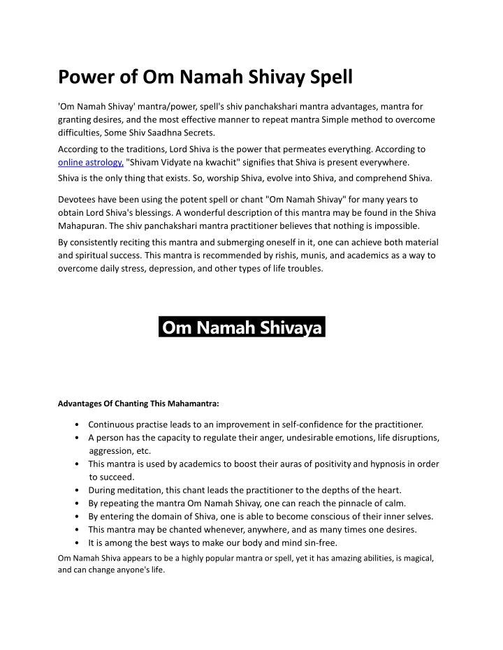 power of om namah shivay spell om namah shivay