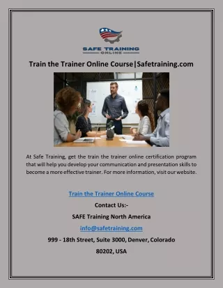 train the trainer online course safetraining com