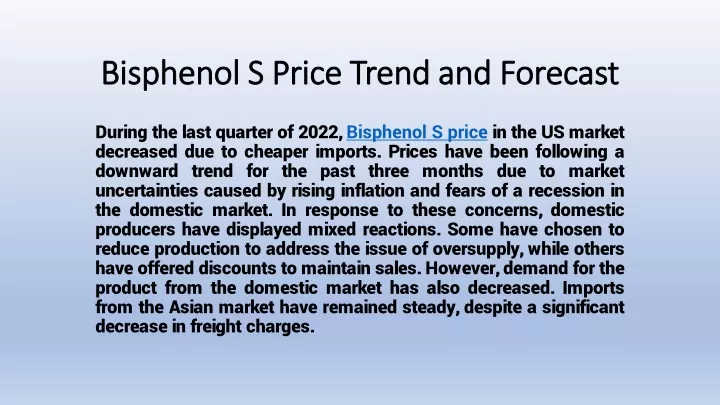 bisphenol s price trend and forecast