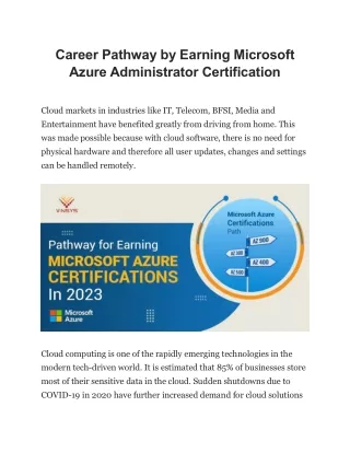 career pathway by Earning Microsoft Azure Administrator Certification