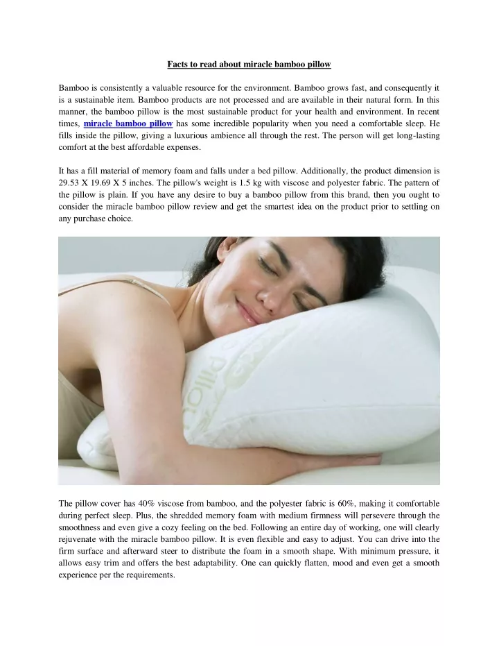 facts to read about miracle bamboo pillow