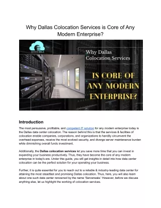 why dallas colocation services is core