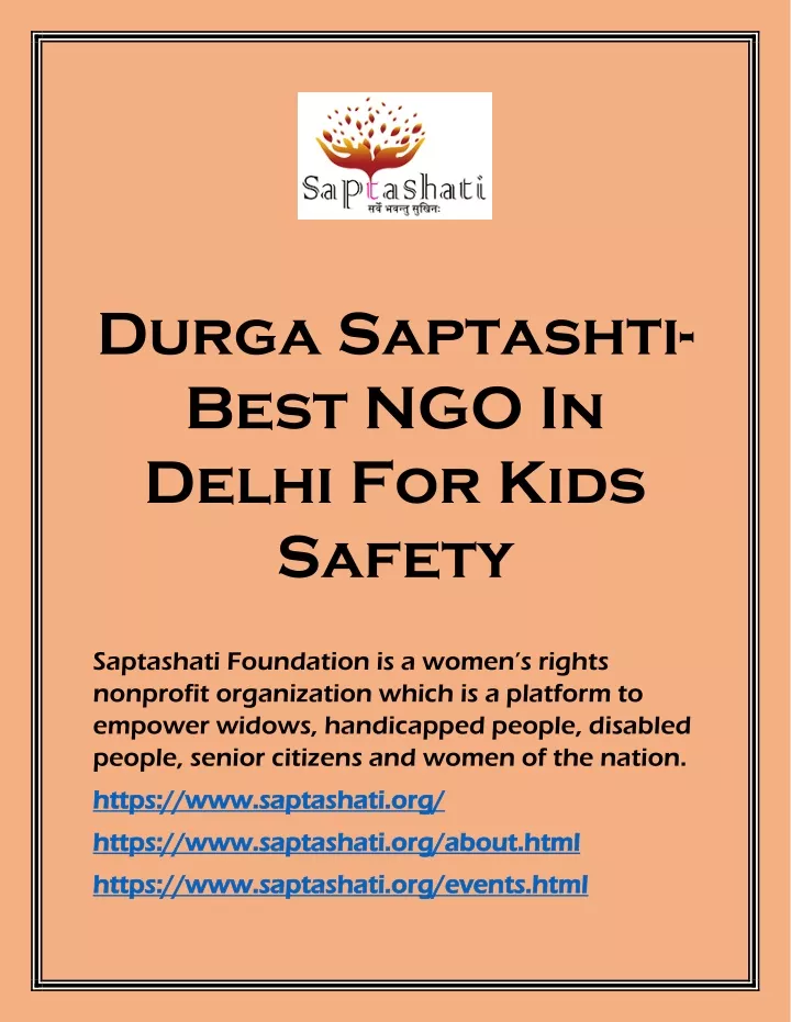 durga saptashti best ngo in delhi for kids safety