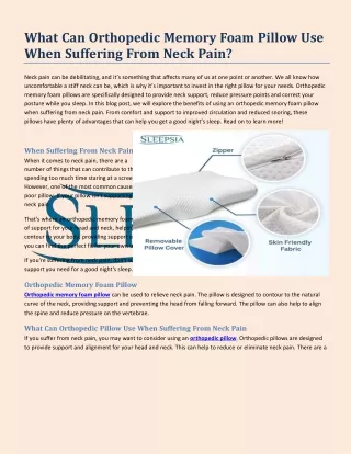 what can orthopedic memory foam pillow use when
