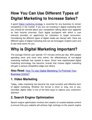 How You Can Use Different Types of Digital Marketing to Increase Sales?