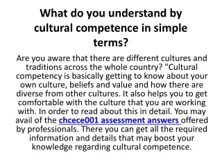 What do you understand by cultural competence in simple terms