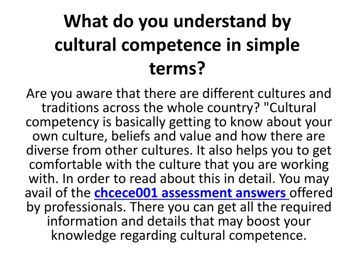 what do you understand by cultural competence in simple terms