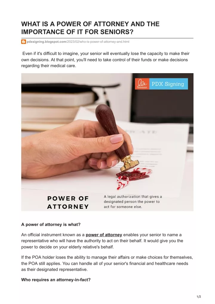 what is a power of attorney and the importance