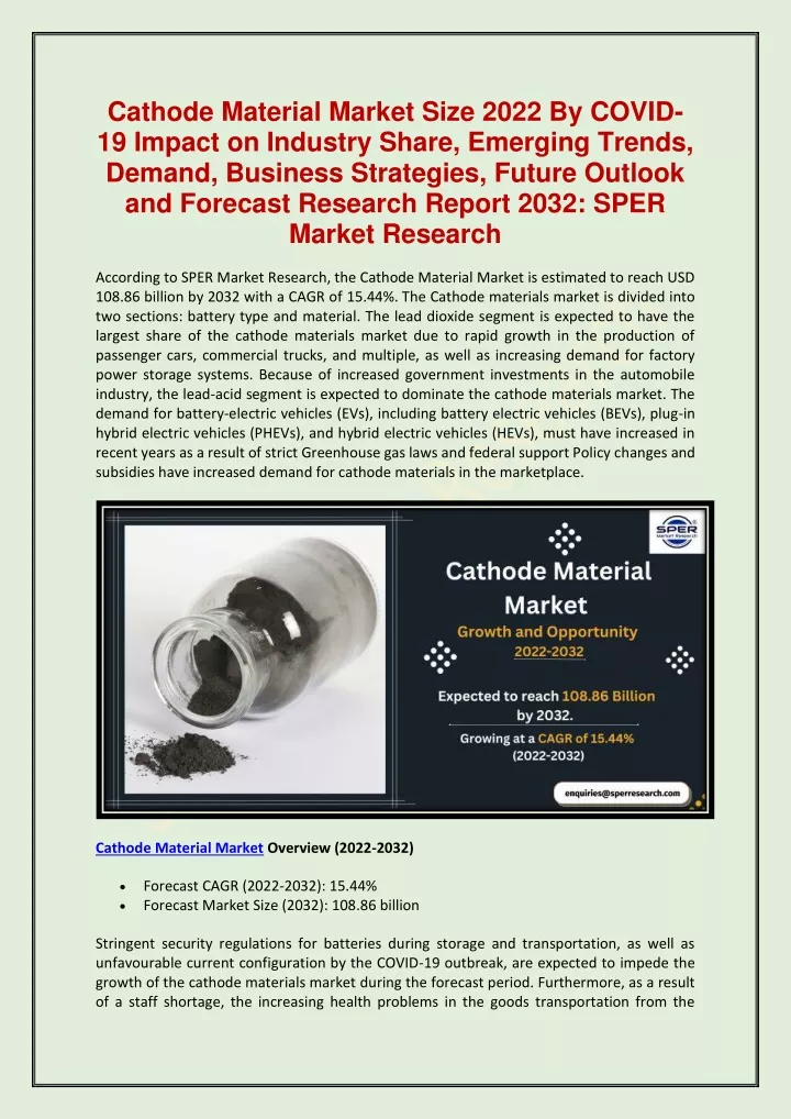 cathode material market size 2022 by covid