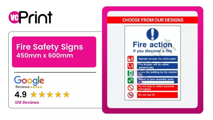 fire safety signs 450mm x 600mm