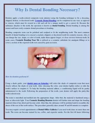 Why Is Dental Bonding Necessary?