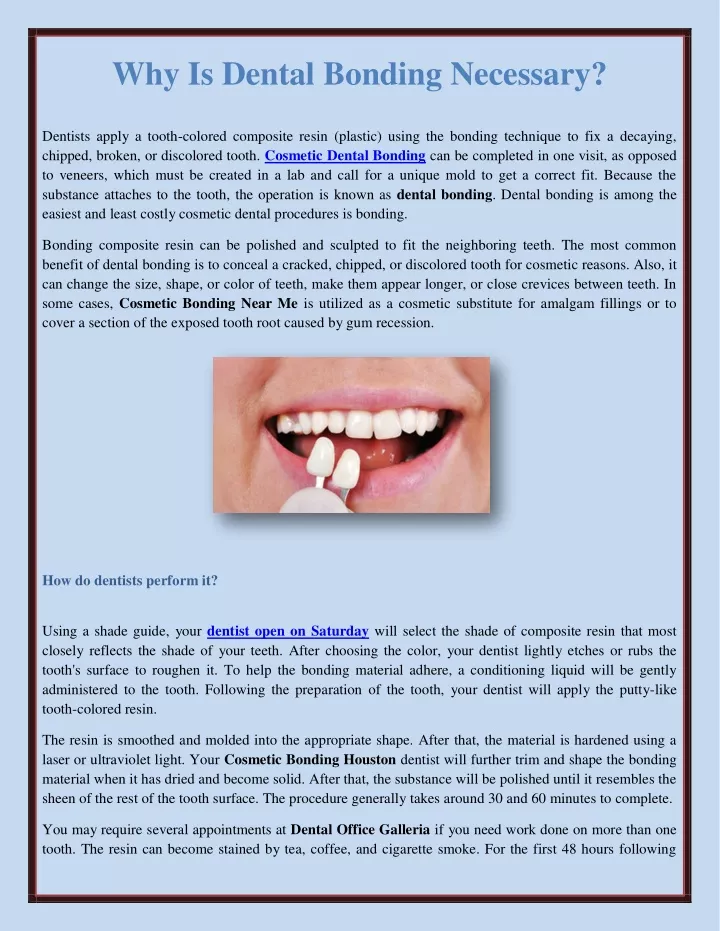 why is dental bonding necessary