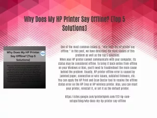 Why Does My HP Printer Say Offline? [Top 5 Solutions]