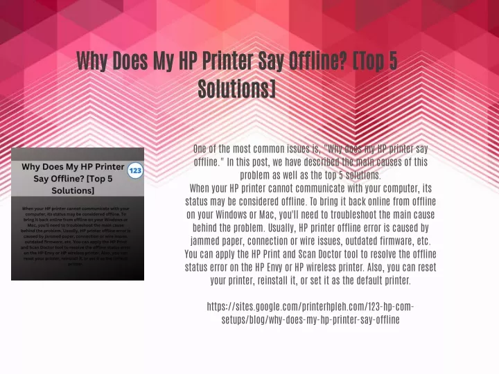 why does my hp printer say offline top 5 solutions