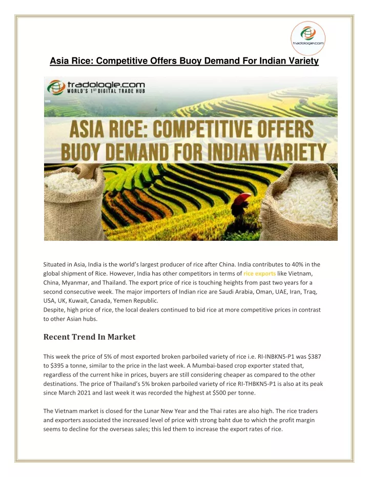 asia rice competitive offers buoy demand