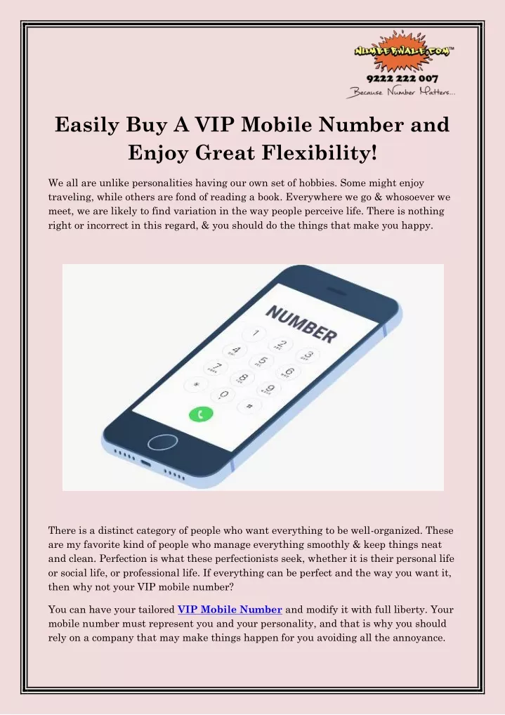 easily buy a vip mobile number and enjoy great