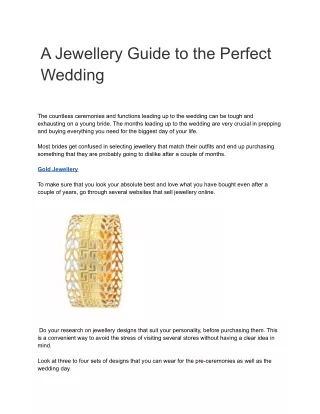 A Jewellery Guide to the Perfect Wedding