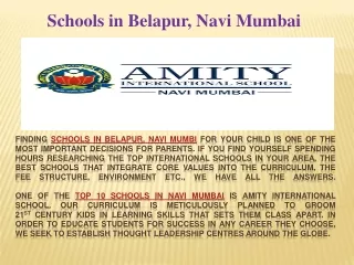Schools in Belapur, Navi Mumbai