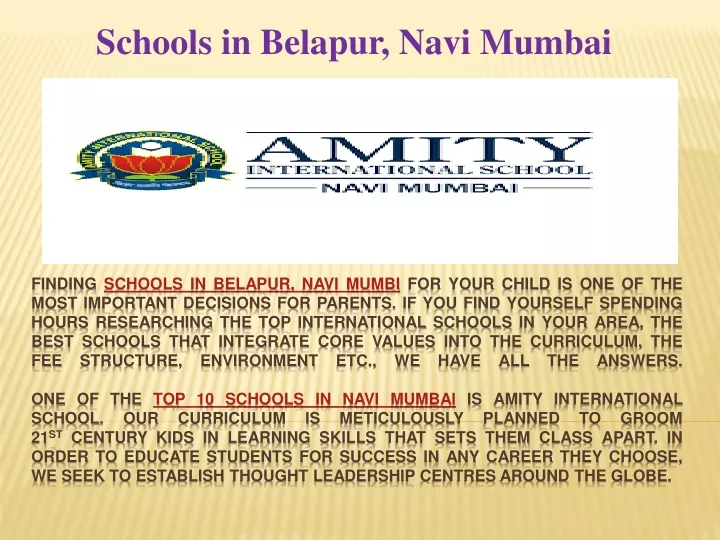 schools in belapur navi mumbai