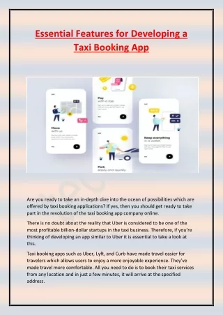 essential features for developing a taxi booking