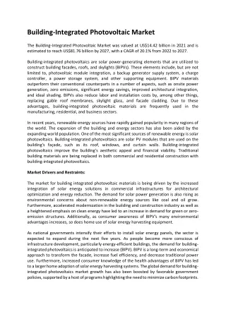 building integrated photovoltaic market