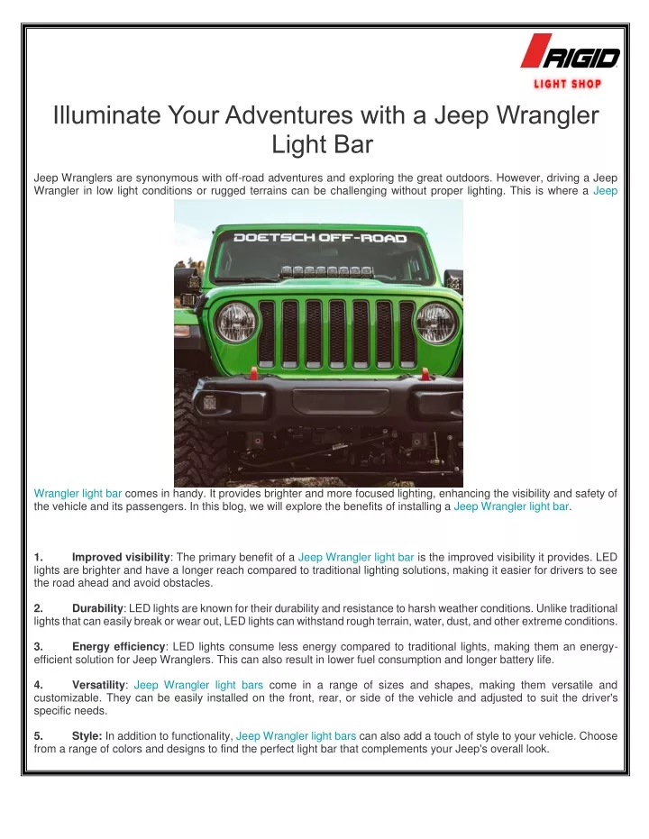 illuminate your adventures with a jeep wrangler