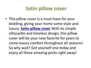 Satin pillow cover