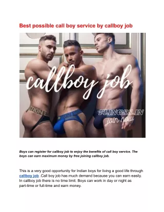 best possible call boy service by callboy job