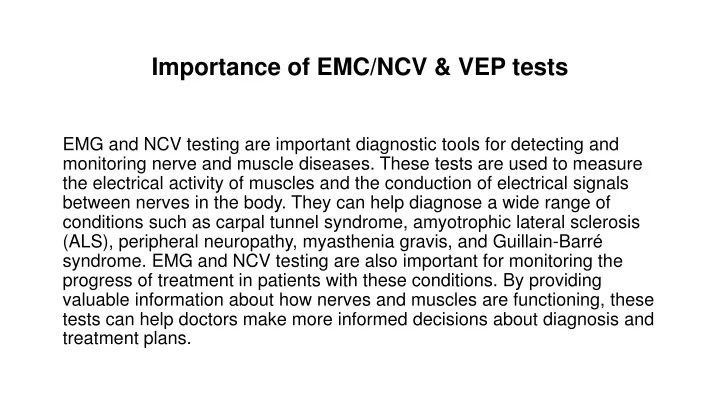 importance of emc ncv vep tests
