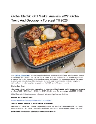 global electric grill market analysis 2022 global
