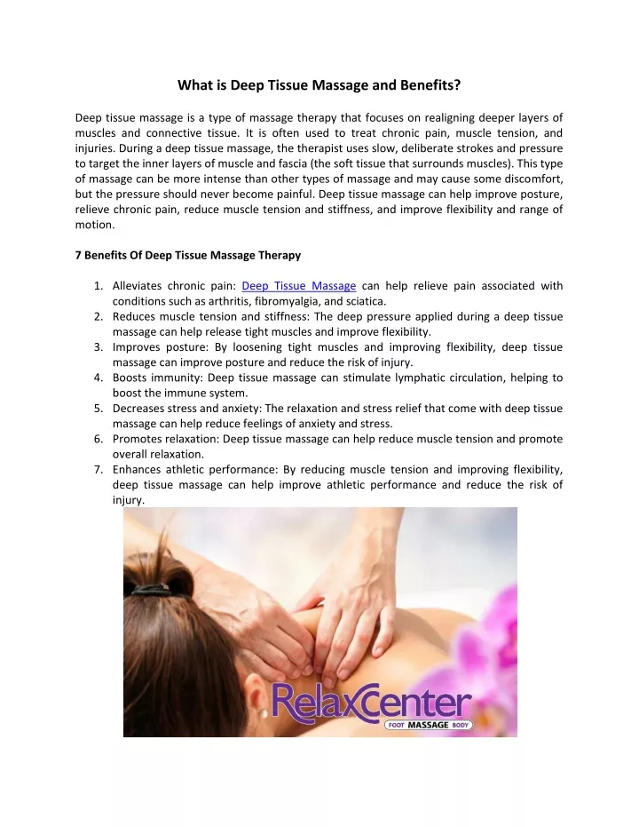 what is deep tissue massage and benefits