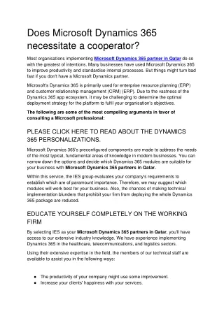 does microsoft dynamics 365 necessitate
