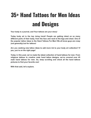 35  Hand Tattoos for Men Ideas  and Designs