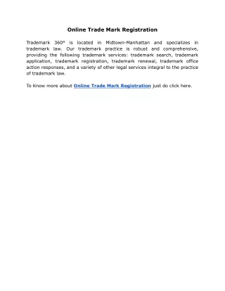 online trade mark registration