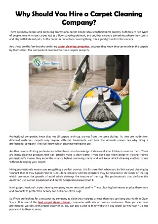 Why Should You Hire a Carpet Cleaning Company ?